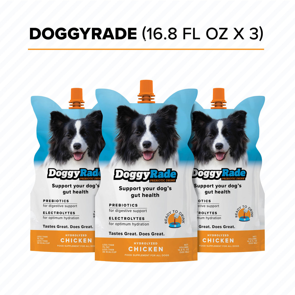 DoggyRade Prebiotics + Hydration (3 x 16.9 fl. oz.) Pouches