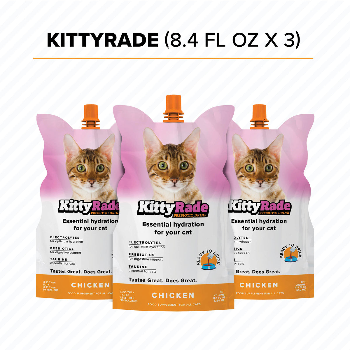 KittyRade Prebiotic Drink for Cats (3 x 8.4 fl oz) Pouches