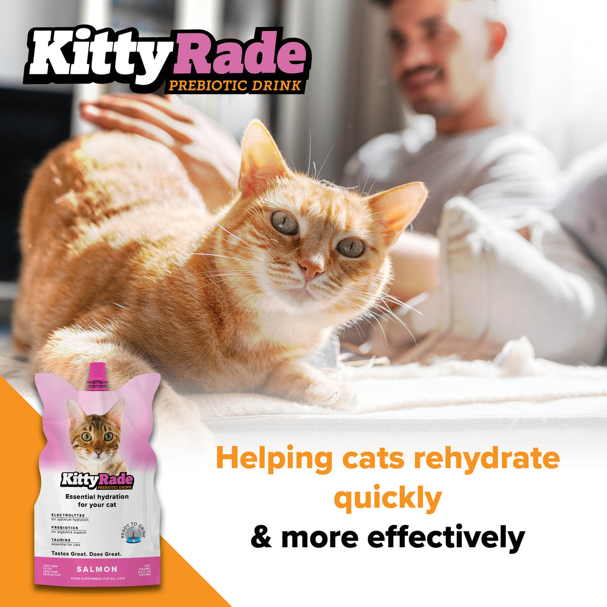 NEW FLAVOR!  KittyRade Preboitic Drink for Cats 8.4 fl. oz Pouch - Salmon Flavor