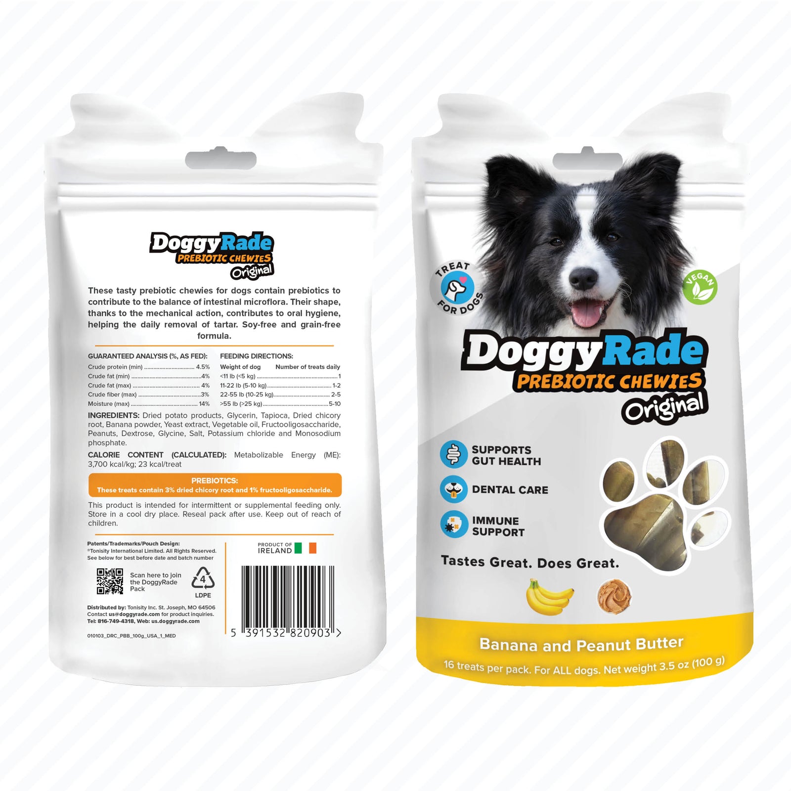 DoggyRade Prebiotic Original Chewies - Peanut Butter and Banana