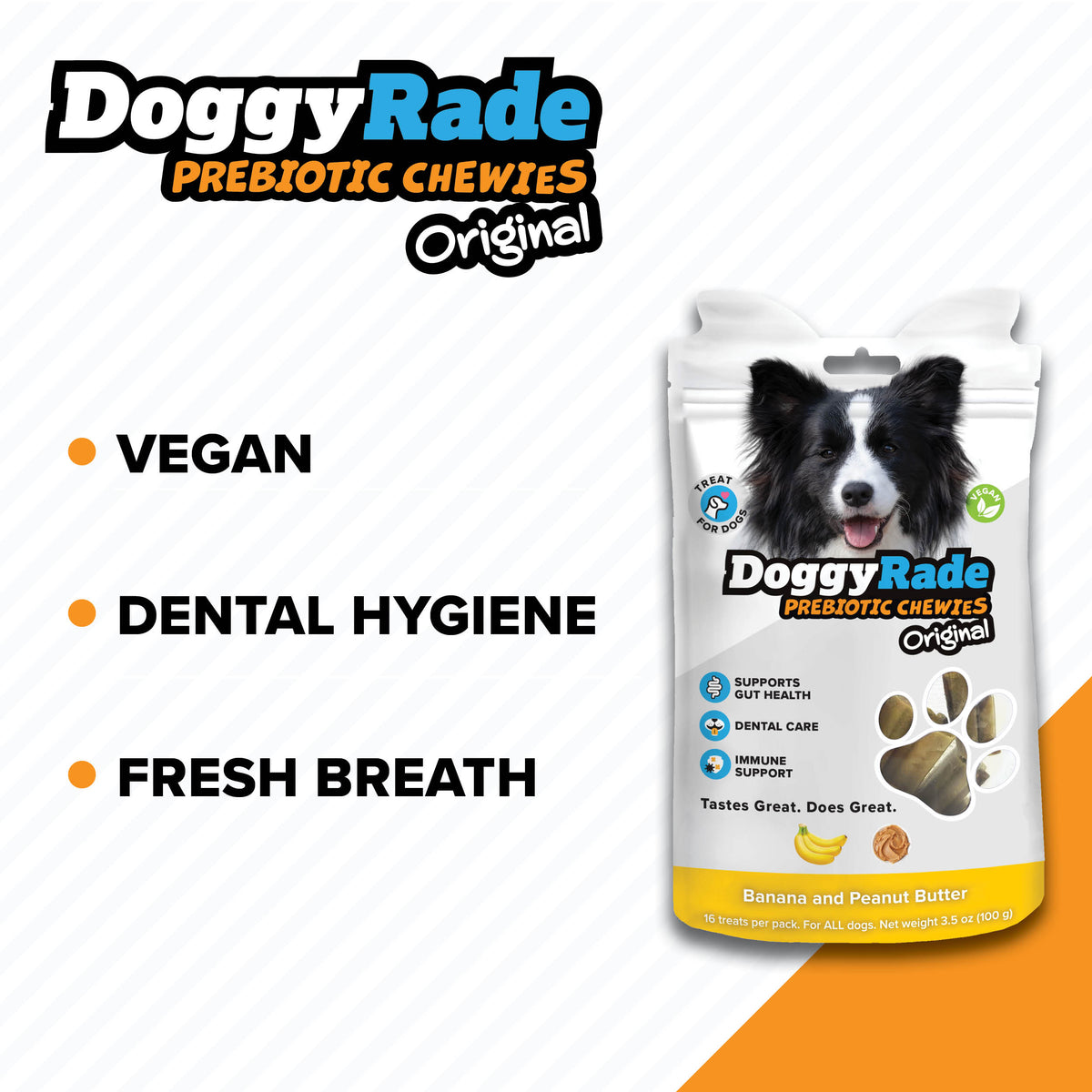 DoggyRade Prebiotic Original Chewies - Peanut Butter and Banana