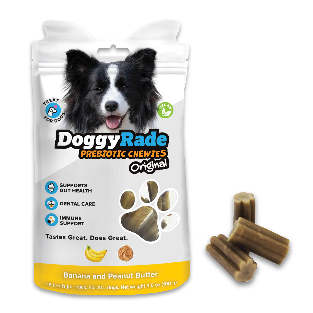 DoggyRade Prebiotic Original Chewies - Peanut Butter and Banana