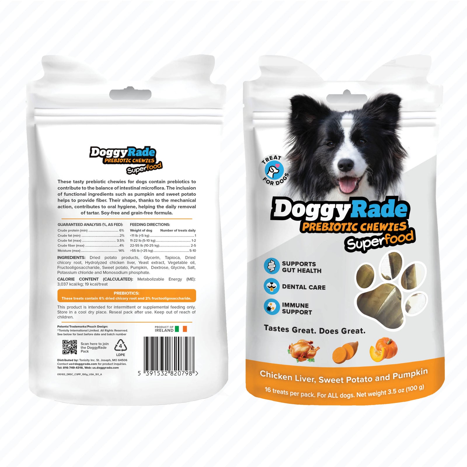 DoggyRade Prebiotic Superfood Chewies - Chicken Liver, Sweet Potato & Pumpkin