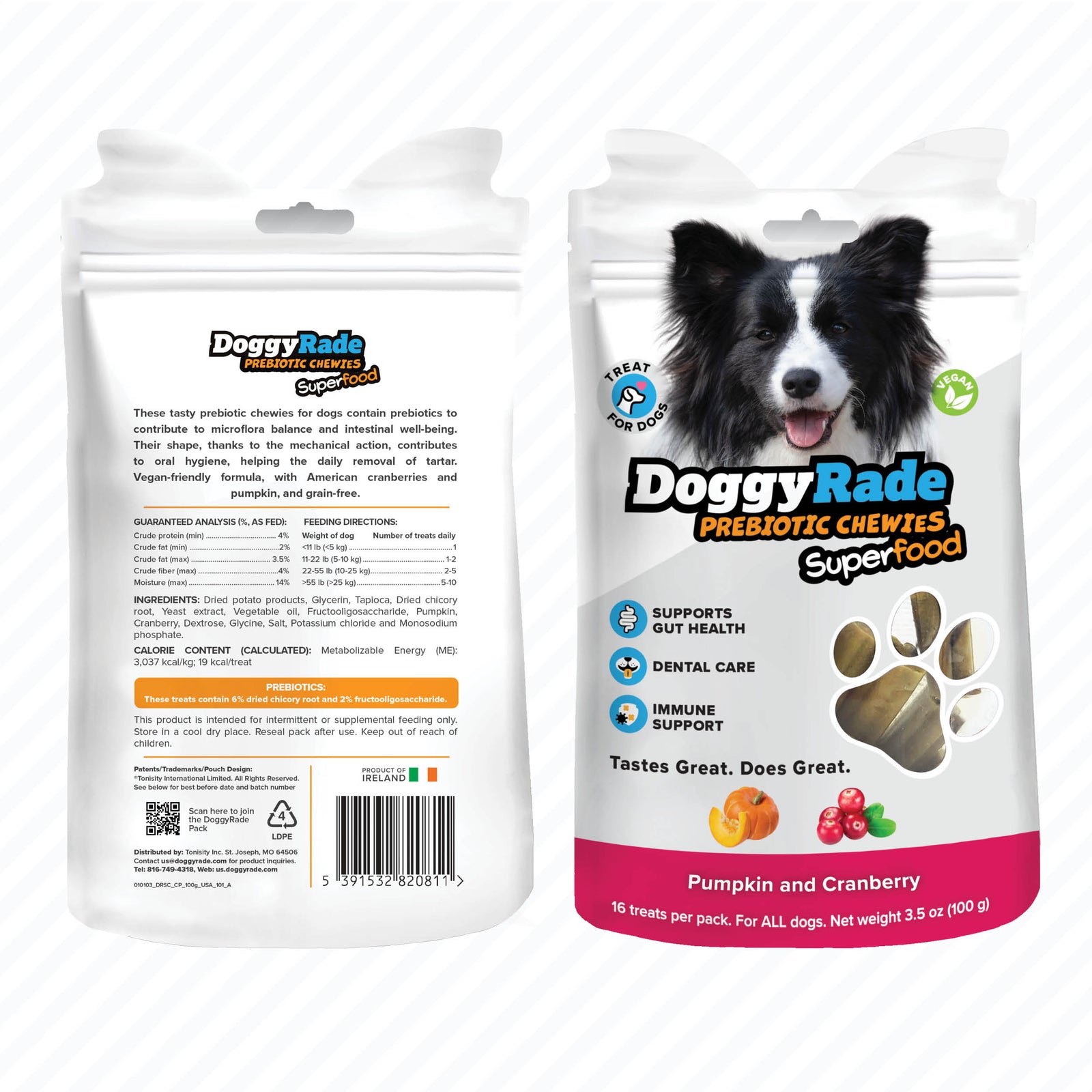 DoggyRade Prebiotic Superfood Chewies - Cranberry and Pumpkin
