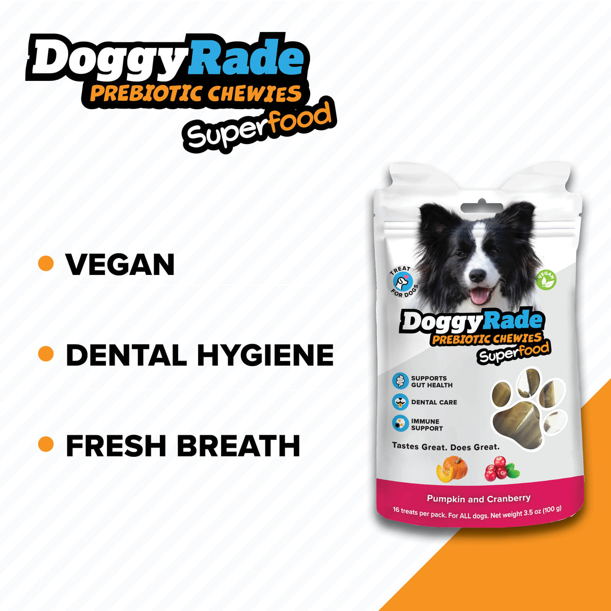 DoggyRade Prebiotic Superfood Chewies - Cranberry and Pumpkin