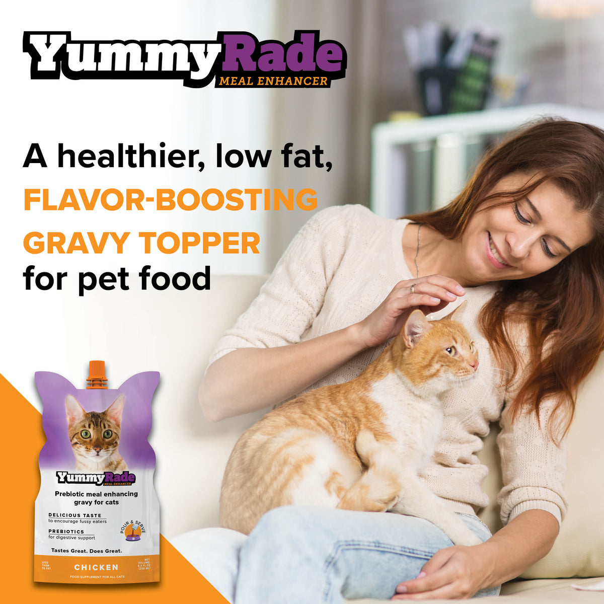 YummyRade Prebiotic Meal Enhancer for Cats 3 x 8.4 fl. oz Pouchs