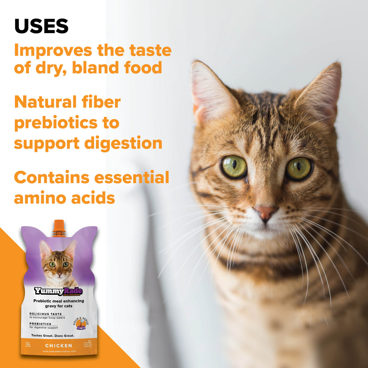 YummyRade Prebiotic Meal Enhancer for Cats 3 x 8.4 fl. oz Pouchs