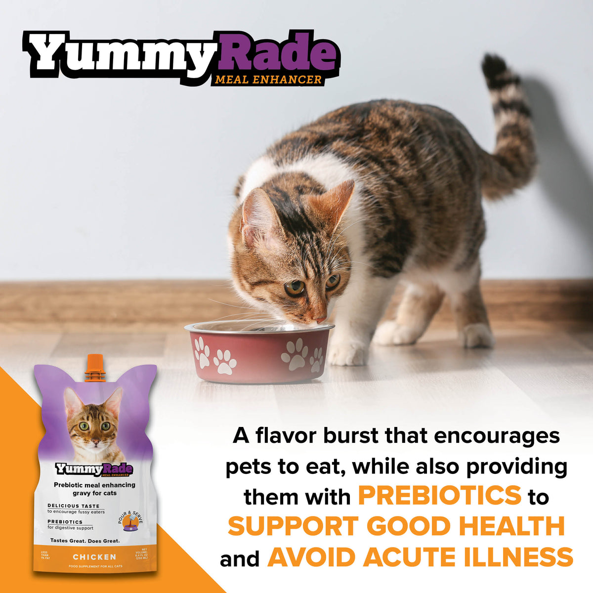 YummyRade Prebiotic Meal Enhancer for Cats 3 x 8.4 fl. oz Pouchs