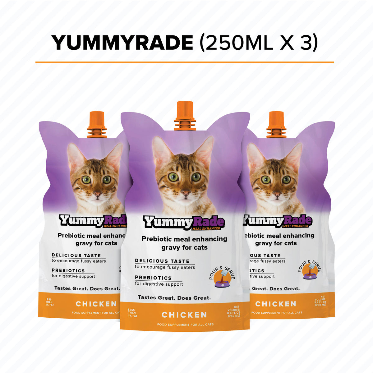 YummyRade Prebiotic Meal Enhancer for Cats 3 x 8.4 fl. oz Pouchs