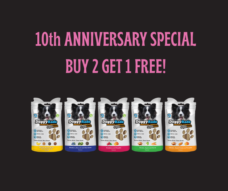 [BUY 2 GET 1 FREE 10 YEAR ANNIVERSARY SPECIAL!!!] DOGGYRADE PREBIOTIC SUPERFOOD CHEWIES [LIMITED QUANTITIES]