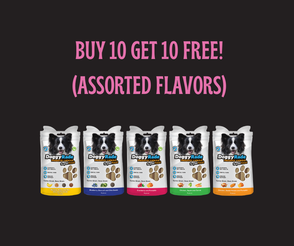 END OF YEAR CLEAR OUT [BUY 10 GET 10 FREE!!!] DOGGYRADE PREBIOTIC SUPERFOOD CHEWIES [LIMITED QUANTITIES]