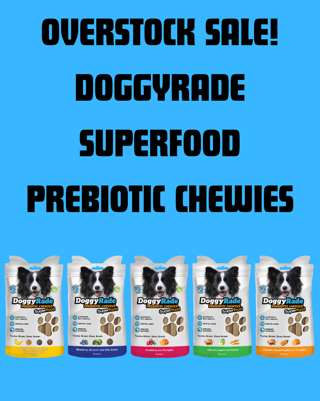 [OVERSTOCK SALE!!!] DOGGYRADE PREBIOTIC SUPERFOOD CHEWIES [LIMITED QUANTITIES]